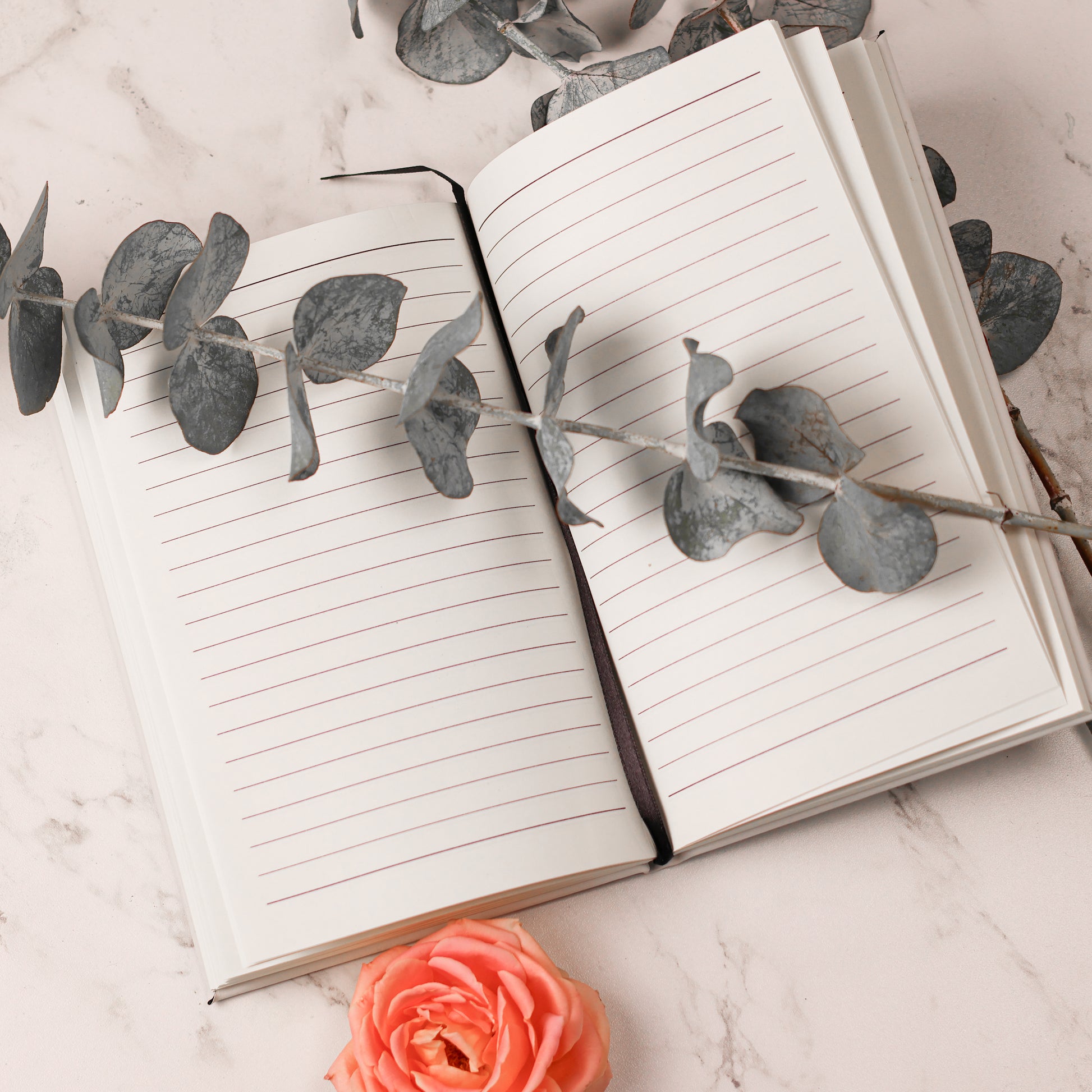 Engraved Leatherette Vow and Officiant Books showing lines on inside of notebook