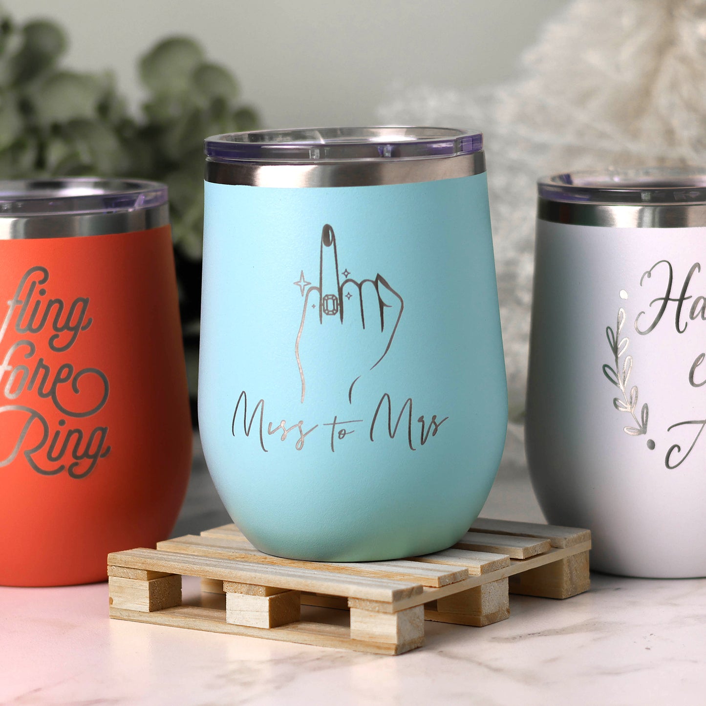 Stain less steel insulated wine tumblers with designs to choose from.